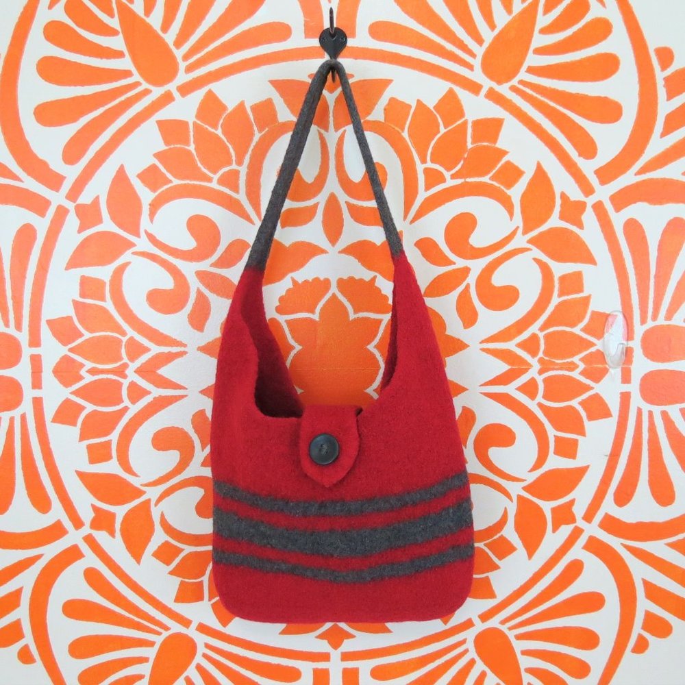 Red & Gray Cashmere Purse